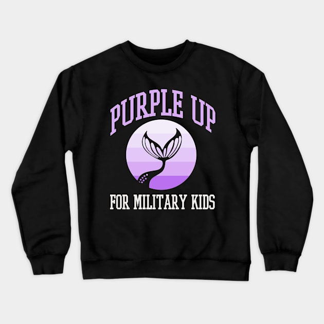 Purple Up for Military Kids Kids Mermaid Military Purple-Up Day Crewneck Sweatshirt by PodDesignShop